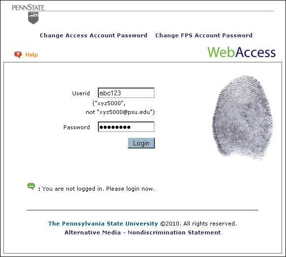 Angel Screen Shot 04: Log on Using Penn State's Authentication