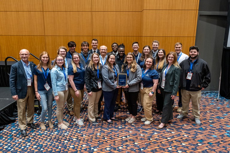 Members of the Penn State Poultry Club are shown at the 2023 International Poultry and Processing Exposition (IPPE) in Atlanta, Georgia where they were named National Club of the Year.