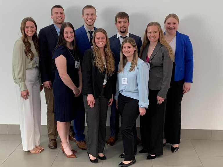 Dairy Challenge Academy and Team members from Penn State: Front, from left: Ashton Stiles, Lynneah Brady, Yvette Wolpo; Back, from left: Paige Peiffer, Jacob Brown, Ryan Allen, Justin Merry, Kendal Jenkins, Caroline Arrowsmith