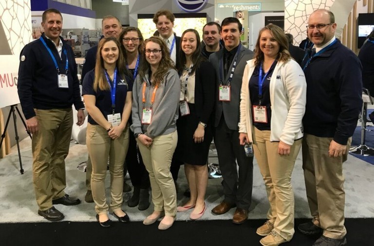 The Poultry Science Club in Penn State's College of Agricultural Sciences attended the International Poultry Exposition in Atlanta, Georgia. Members are shown with Penn State graduates and Ceva Animal Health representatives. 