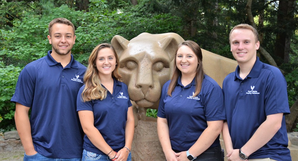 Poultry Science Club Elects Officers for 2020--2021 From left: Ethan Metzler, Lindsey Bright, Samantha Shirk and Luke Trimble.