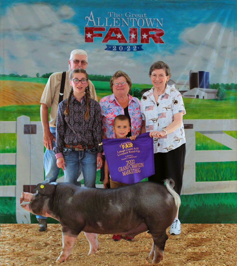 Lehigh County 4-H Livestock Sale Grosses Over $50,000 Champion Hog: Exhibited by Kamryn Fink, Purchased by Heidel Holow Farms & Ironton Telephone