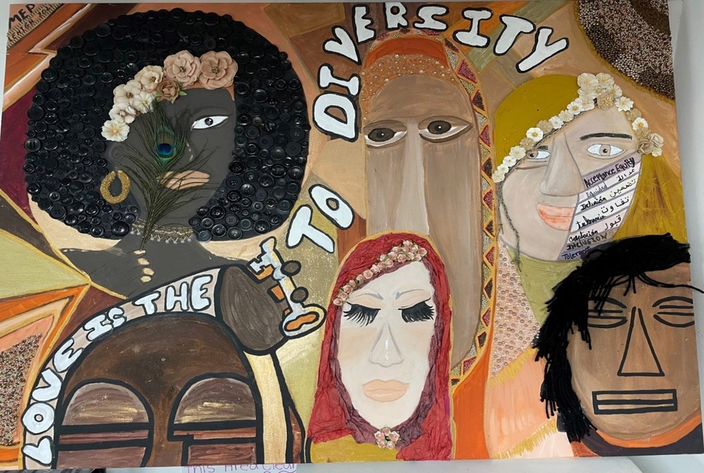 Love is the Key to Diversity Program Offered to School Aged Child Care Facilities 4-H students in the Migrant Education program created this beautiful mural. (Photo Credit: Ivelisse Dunham.)