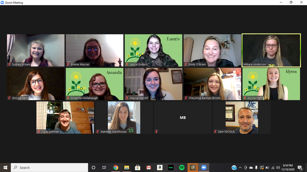 December 2020 State Council Corner 4-H and FFA officer teams met to share how both organizations adapted in the pandemic, and plan to meet again for a game night!
