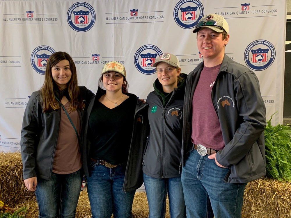 Pennsylvania 4-H'ers compete in All-American Quarter Horse Congress Cloey Barrick, Delaney Barrick, Aubrey McBride, and Clayton Hetrick