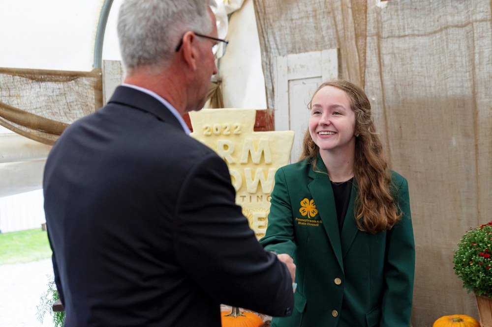 State Council Corner September 2021 Livy Jumper attended the ceremony hosted by the Department of Agriculture that unveiled the 2022 PA Farm Show theme, Harvesting More.