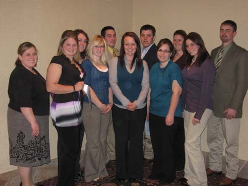 Members of the Penn State Livestock Judging Team include, front row, from left: Assistant Coach Amanda Gipe, Shenna Kubeja, Danielle Maines, Mairen Fitzpatrick, Johanna Rohrer, Katlyn Tice and Coach Wendall Landis. Back row, Kristina McAllister, Travis Bo